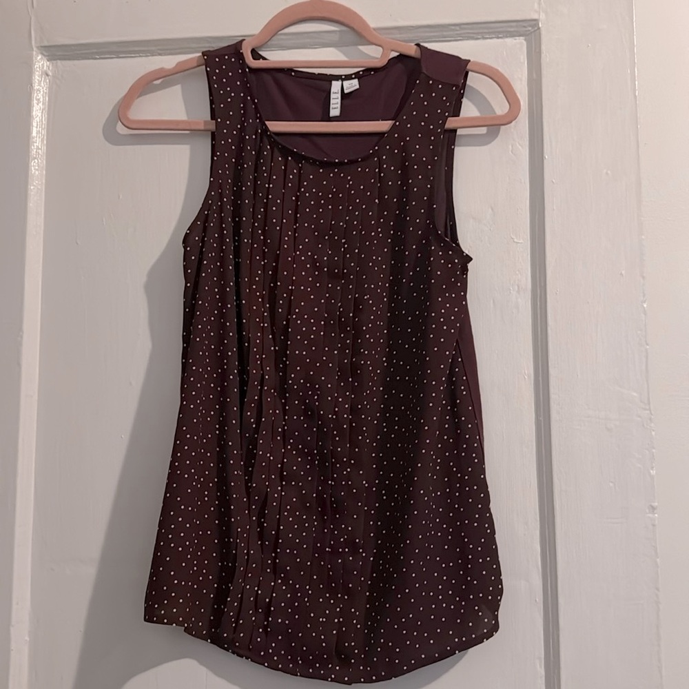 Purple Polka Dot Sleeveless Blouse